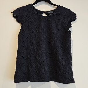 Lucky Brand Black Eyelet Top